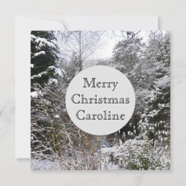 Tarjeta de Navidades planos de árboles con nieve