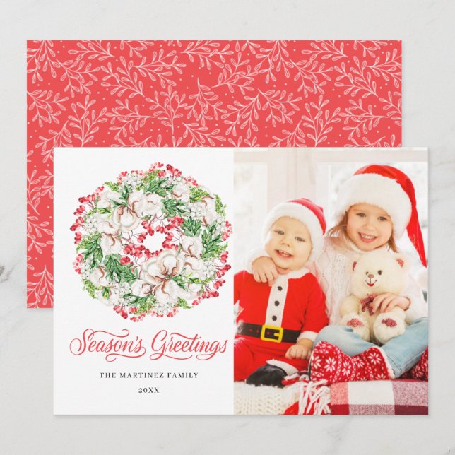 Tarjeta de Navidades planos de invierno Wreath par (Anverso / Reverso)