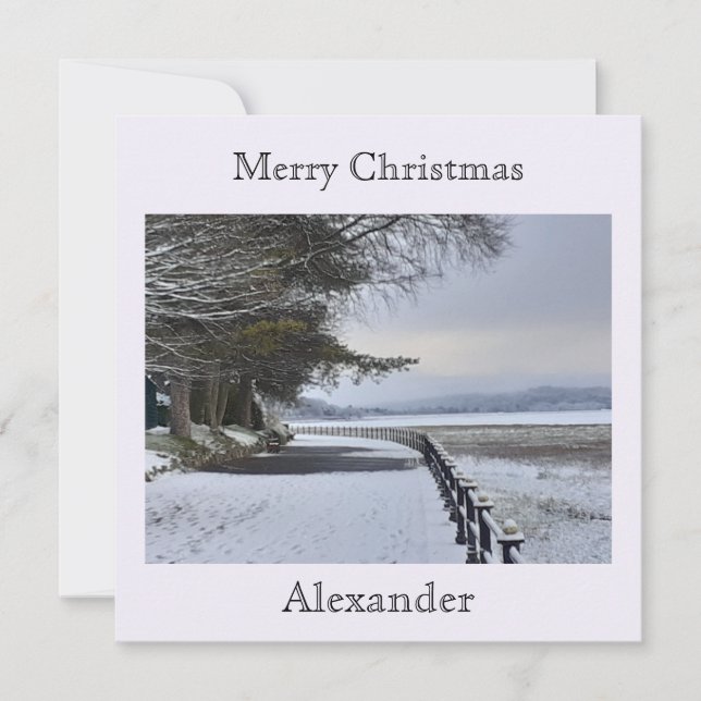Tarjeta de Navidades planos de la mañana de nieve (Anverso)