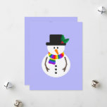 Tarjeta de Navidades planos de merry y gay Snowman<br><div class="desc">La bandera del orgullo lgbt  de Merry & Gay inspiró tarjeta de Navidades planos de muñecos de nieve con bufanda de arcoiris.</div>