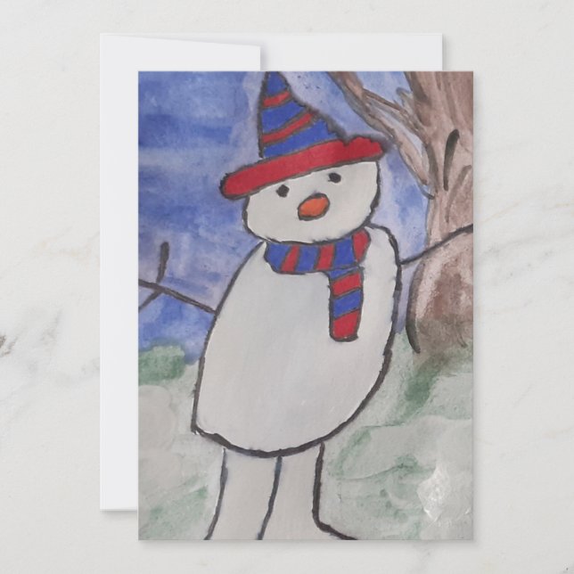 Tarjeta de Navidades planos de Snowman (Anverso)