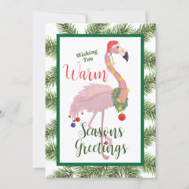 Tarjeta de Navidades planos Flamingo Seasons Greet