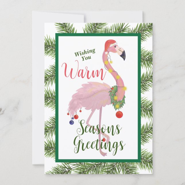 Tarjeta de Navidades planos Flamingo Seasons Greet (Anverso)