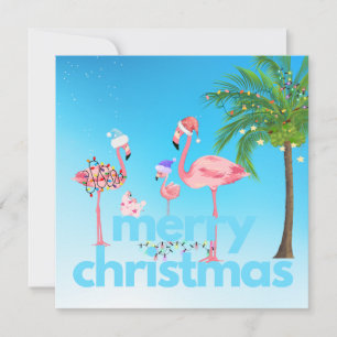 Tarjeta de Navidades planos Fun Flamingo para fami
