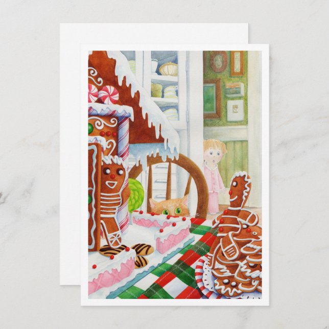 Tarjeta de Navidades planos GINGERBREAD SORPRISE 4 (Anverso / Reverso)