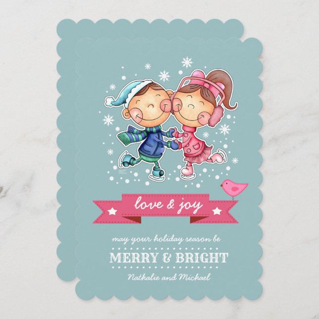 Tarjeta de Navidades planos Personalizado para niñ (Anverso / Reverso)