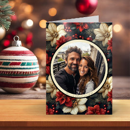 Tarjeta de Navidades plegados con flores vintage