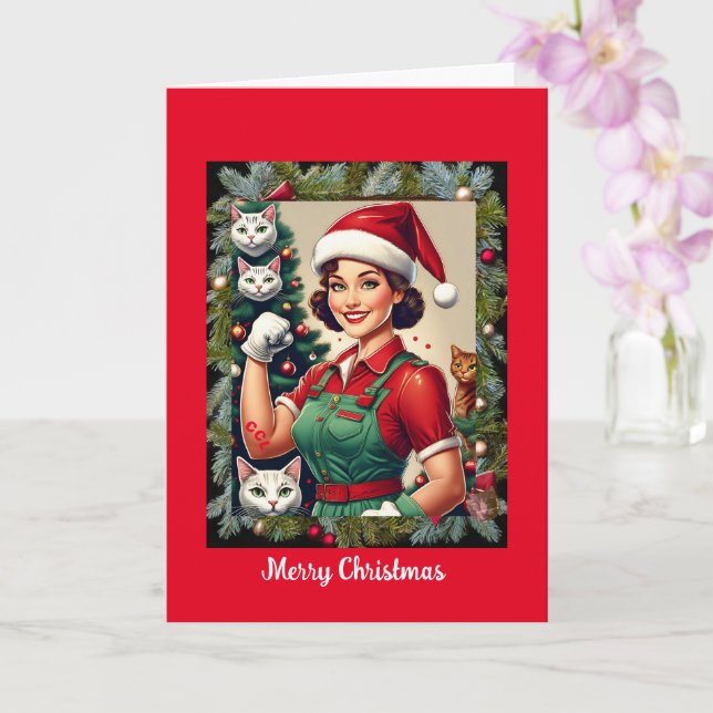 Tarjeta de Navidades plegados de 5" x 7" para la d (Orquídea)