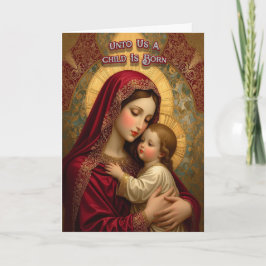 Tarjeta de Navidades plegados de Madonna y Jesús