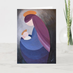 Tarjeta de Navidades plegados de pintura infantil 