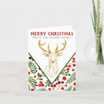 Tarjeta de Navidades plegados de renos geométricos
