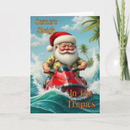 Tarjeta de Navidades plegados de Santa Jet Sking
