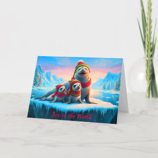 Tarjeta de Navidades plegados de sellos felices