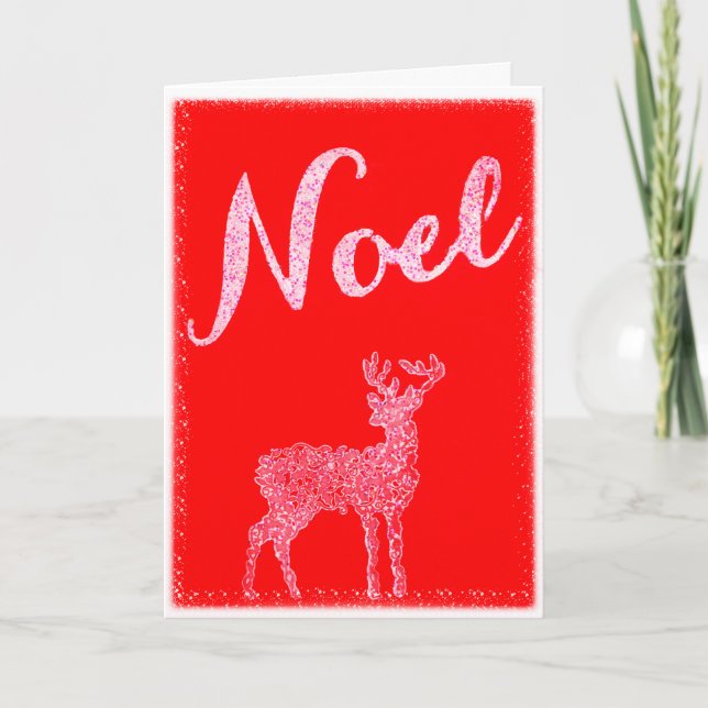 Tarjeta de Navidades plegados de tonos rojos y bla (Anverso)