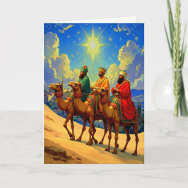 Tarjeta de Navidades plegados de tres reyes religi