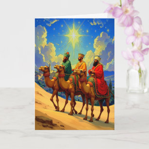 Tarjeta de Navidades plegados de tres reyes religi