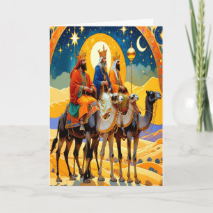 Tarjeta de Navidades plegados de tres reyes religi
