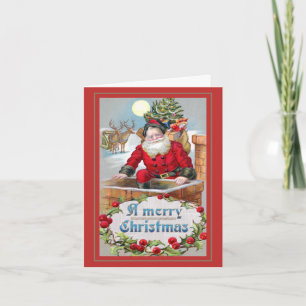 Tarjeta de Navidades plegados en chimenea