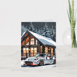 Tarjeta de Navidades plegados JDM blanco de invier