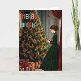 Tarjeta de Navidades plegados Merry & Bright