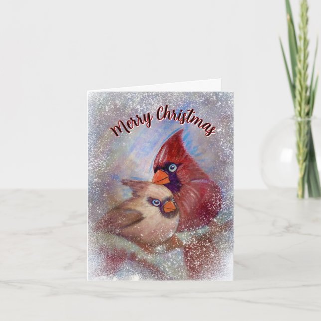 Tarjeta de Navidades plegados para cardenales (Anverso)