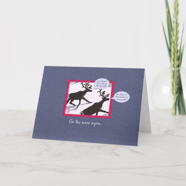 Tarjeta de Navidades plegados para renos en movimi (Anverso)