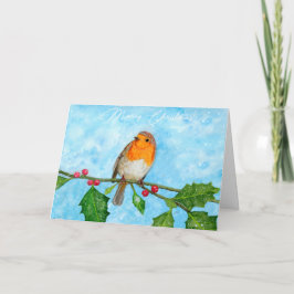 Tarjeta de Navidades plegados Robin Red Breast