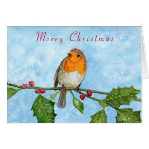 Tarjeta de Navidades plegados Robin Red Breast