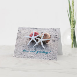 Tarjeta de Navidades plegados temática de la playa
