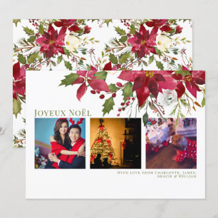 Tarjeta de Navidades Poinsettia Joyeux Noël Elegan