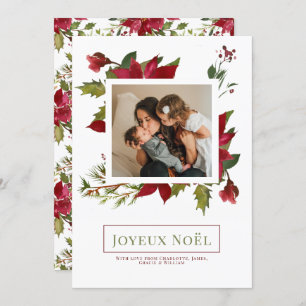 Tarjeta de Navidades Poinsettia Joyeux Noël Elegan