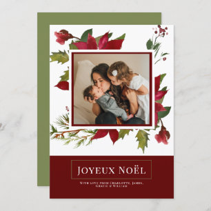 Tarjeta de Navidades Poinsettia Joyeux Noël Elegan