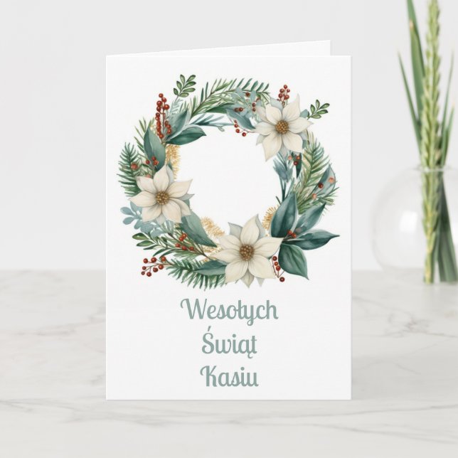 Tarjeta de Navidades polacos personalizada (Anverso)