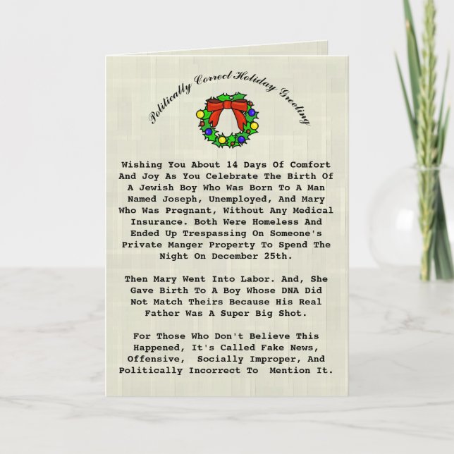 Tarjeta de Navidades políticamente correctos realm (Anverso)