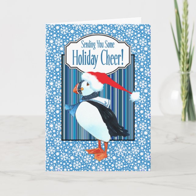 Tarjeta de Navidades Puffin (Anverso)