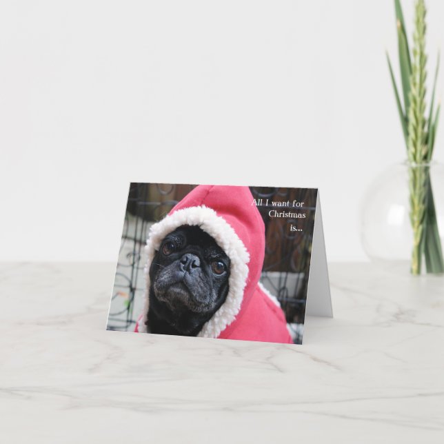 Tarjeta de Navidades Pug (Anverso)
