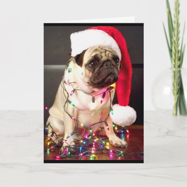 Tarjeta de Navidades Pug (Anverso)