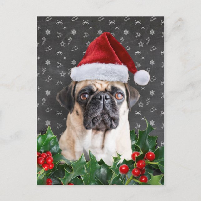 Tarjeta de Navidades Pug (Anverso)