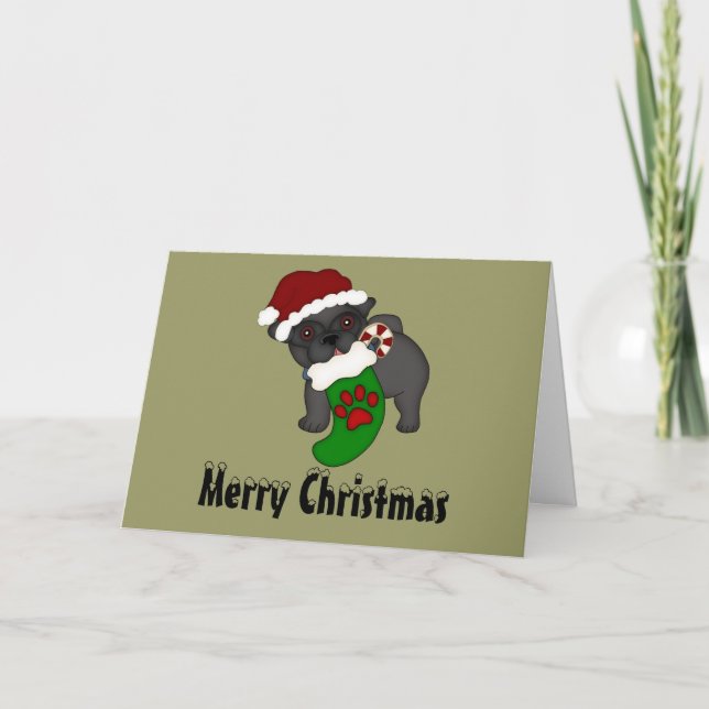 Tarjeta de Navidades Pug #1 (Anverso)