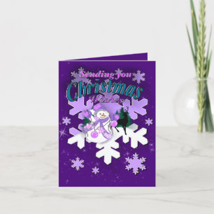 Tarjeta de Navidades Purple Snowman