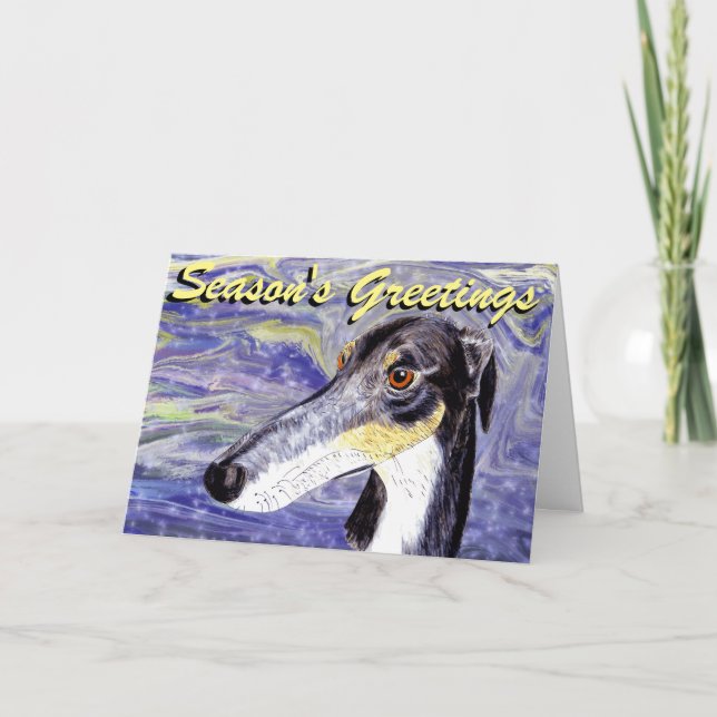Tarjeta de Navidades Quirky Lurcher (Anverso)