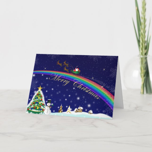 Tarjeta de Navidades Rainbow Santa (Anverso)