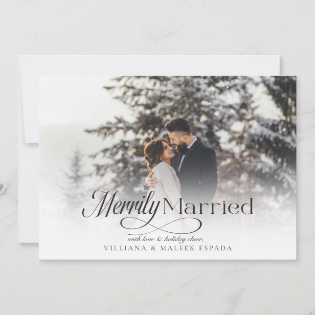 Tarjeta de Navidades recién casados con Boda casad (Anverso)