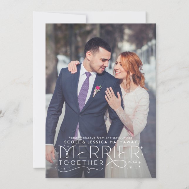 Tarjeta de Navidades recién casados con foto Boda (Anverso)