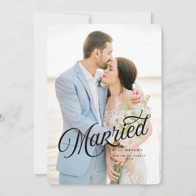 Tarjeta de Navidades recién casados y brillantes (Anverso)