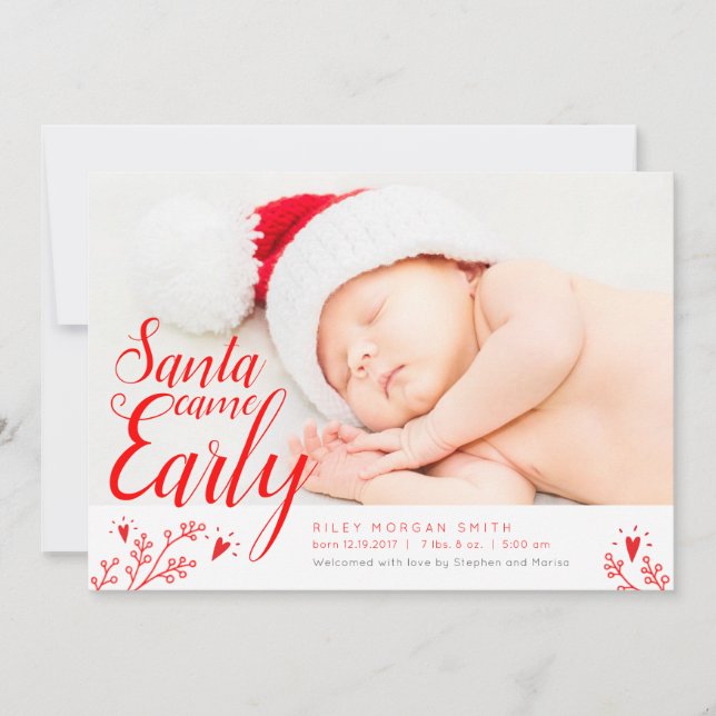 Tarjeta de Navidades recién nacidos de Santa Came (Anverso)
