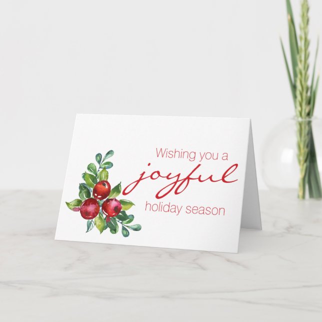 Tarjeta de Navidades Red Berry Watercolor (Anverso)