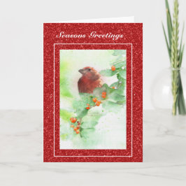 Tarjeta de Navidades Red Bird and Berries