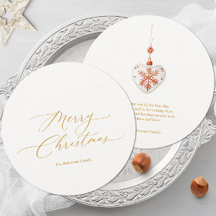 Tarjeta de Navidades redondos con guión de oro
