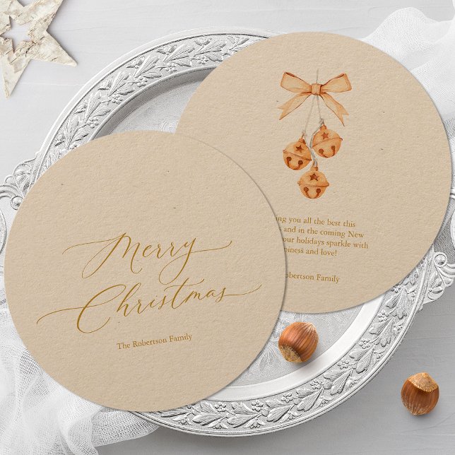 Tarjeta de Navidades redondos con guión de oro y c (Subido por el creador)